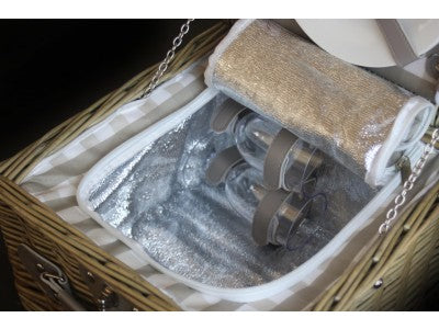 2 PERSON GREY CHECKED CHILLER HAMPER