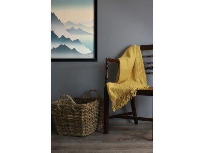 LARGE RECTANGULAR GREY RATTAN FLOOR STORAGE