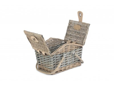 POPLAR ANTIQUE WASH SWING HANDLE HAMPER