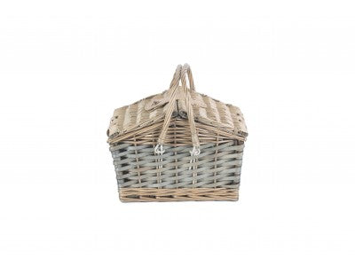 POPLAR ANTIQUE WASH SWING HANDLE HAMPER