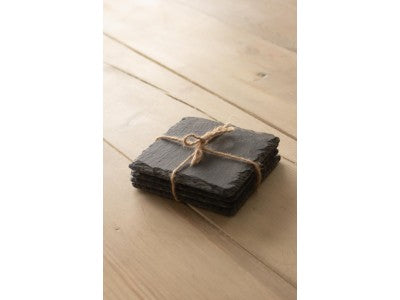 SQUARE SLATE COASTER SET 4