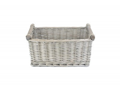 LARGE ANTIQUE WASH WOODEN HANDLED STORAGE BASKET