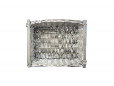 LARGE ANTIQUE WASH WOODEN HANDLED STORAGE BASKET