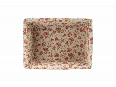 EXTRA LARGE WHITE WASH STORAGE BASKET with GARDEN ROSE LINING