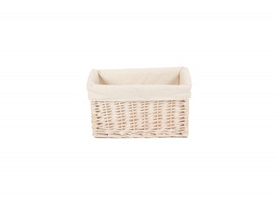 SMALL WHITE WASH STORAGE BASKET with WHITE LINING