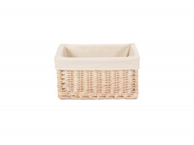 MEDIUM WHITE WASH STORAGE BASKET with WHITE LINING