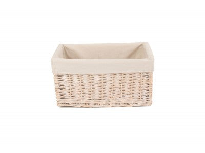 LARGE WHITE WASH STORAGE BASKET with WHITE LINING