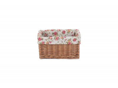 SMALL DOUBLE STEAMED GARDEN ROSE LINED STORAGE BASKET