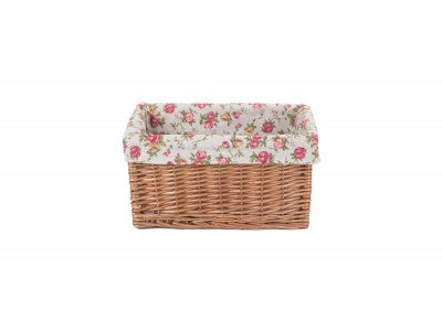 MEDIUM DOUBLE STEAMED GARDEN ROSE LINED STORAGE BASKET