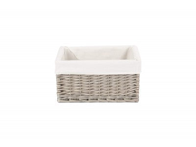 MEDIUM ANTIQUE WASH STORAGE BASKET with WHITE LINING