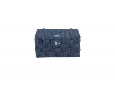 MEDIUM BLUE PAPER ROPE HAMPER