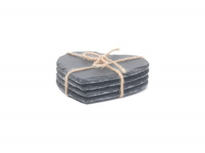 HEART-SHAPED SLATE COASTER SET 4
