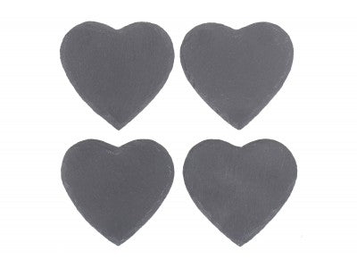 HEART-SHAPED SLATE COASTER SET 4