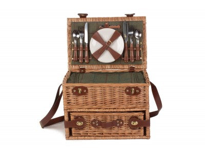 4 PERSON GREEN TWEED DRAWER HAMPER