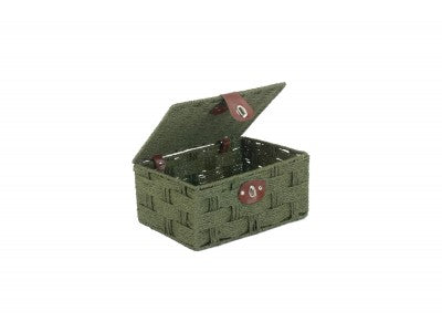 SMALL FOREST GREEN PAPER ROPE HAMPER