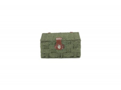 SMALL FOREST GREEN PAPER ROPE HAMPER