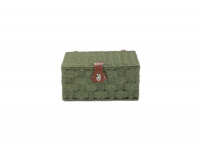 MEDIUM FOREST GREEN PAPER ROPE HAMPER
