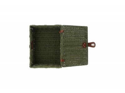 MEDIUM FOREST GREEN PAPER ROPE HAMPER
