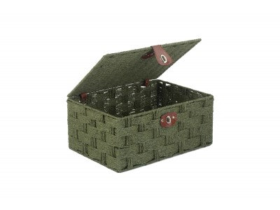 LARGE FOREST GREEN PAPER ROPE HAMPER