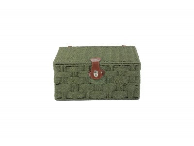 LARGE FOREST GREEN PAPER ROPE HAMPER