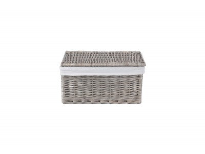 MEDIUM ANTIQUE WASH FINISH STORAGE HAMPER with WHITE LINING