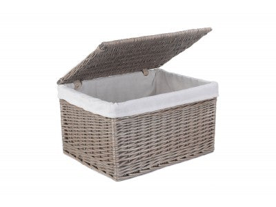 EXTRA LARGE ANTIQUE WASH STORAGE HAMPER with WHITE LINING
