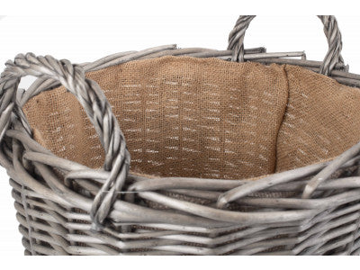 MEDIUM ROUND LINED WICKER LOG BASKET
