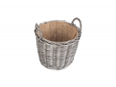 MEDIUM ROUND LINED WICKER LOG BASKET