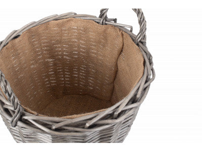 MEDIUM ROUND LINED WICKER LOG BASKET