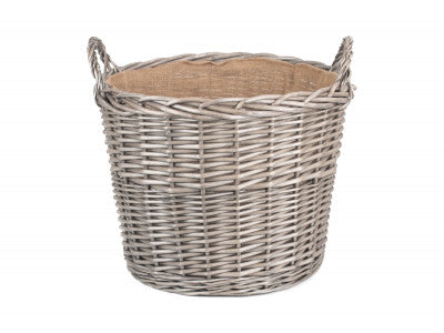 EXTRA LARGE ROUND LINED WICKER LOG BASKET