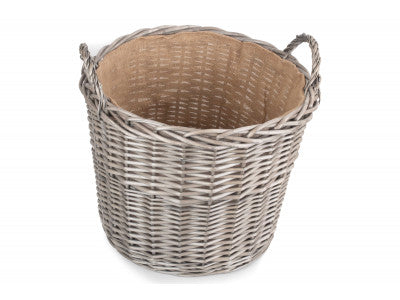 EXTRA LARGE ROUND LINED WICKER LOG BASKET