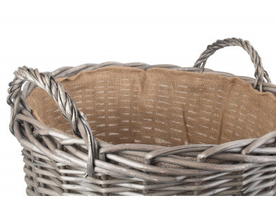 EXTRA LARGE ROUND LINED WICKER LOG BASKET