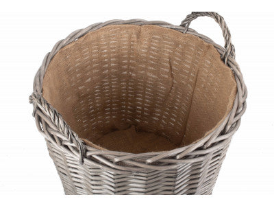 EXTRA LARGE ROUND LINED WICKER LOG BASKET