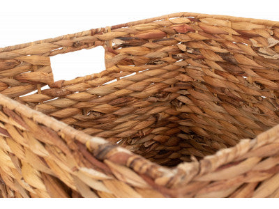 MEDIUM WATER HYACINTH SQUARE STORAGE BASKET