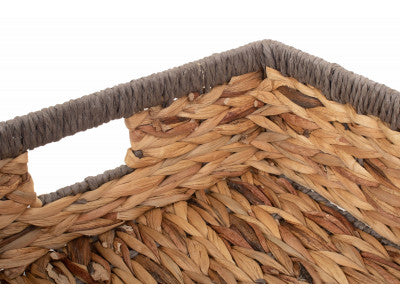 LARGE SHALLOW RECTANGULAR WATER HYACINTH STORAGE BASKET