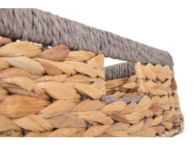 LARGE SHALLOW RECTANGULAR WATER HYACINTH STORAGE BASKET