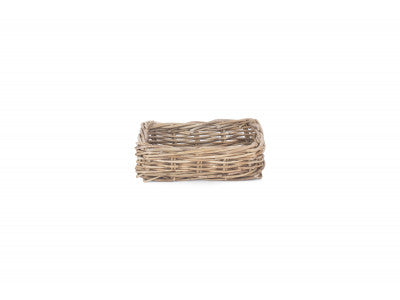 SMALL SHALLOW RATTAN RECTANGULAR BASKET