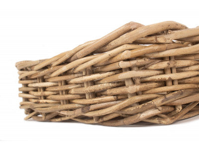 SMALL SHALLOW RATTAN RECTANGULAR BASKET