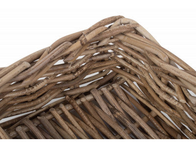 SMALL SHALLOW RATTAN RECTANGULAR BASKET