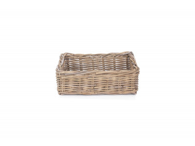 MEDIUM SHALLOW RATTAN RECTANGULAR BASKET