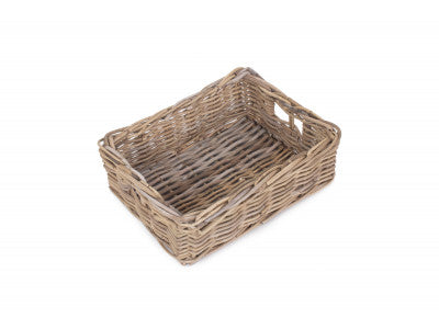 MEDIUM SHALLOW RATTAN RECTANGULAR BASKET
