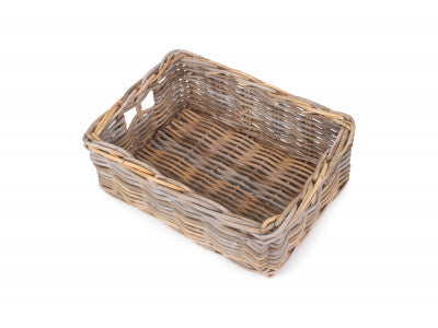 LARGE SHALLOW RATTAN RECTANGULAR BASKET