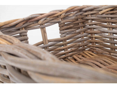 LARGE SHALLOW RATTAN RECTANGULAR BASKET
