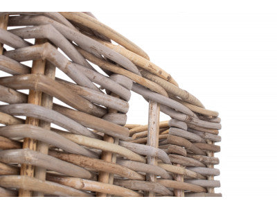 LARGE SHALLOW RATTAN RECTANGULAR BASKET