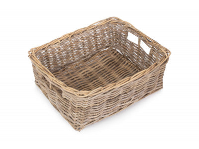EXTRA LARGE SHALLOW RATTAN RECTANGULAR BASKET