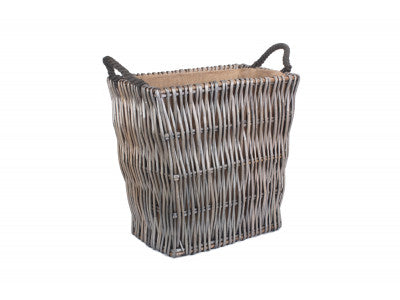 SMALL GREY RECTANGULAR LOG BASKET
