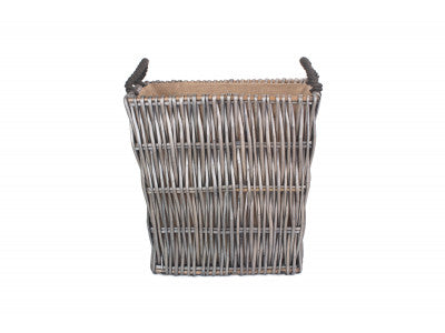 SMALL GREY RECTANGULAR LOG BASKET