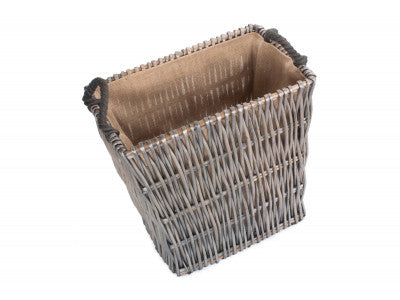 SMALL GREY RECTANGULAR LOG BASKET