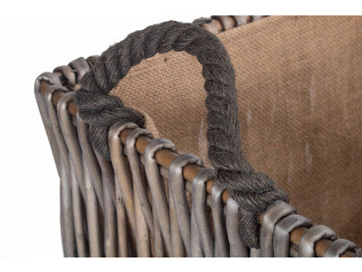 SMALL GREY RECTANGULAR LOG BASKET