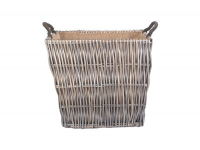 LARGE GREY RECTANGULAR LOG BASKET